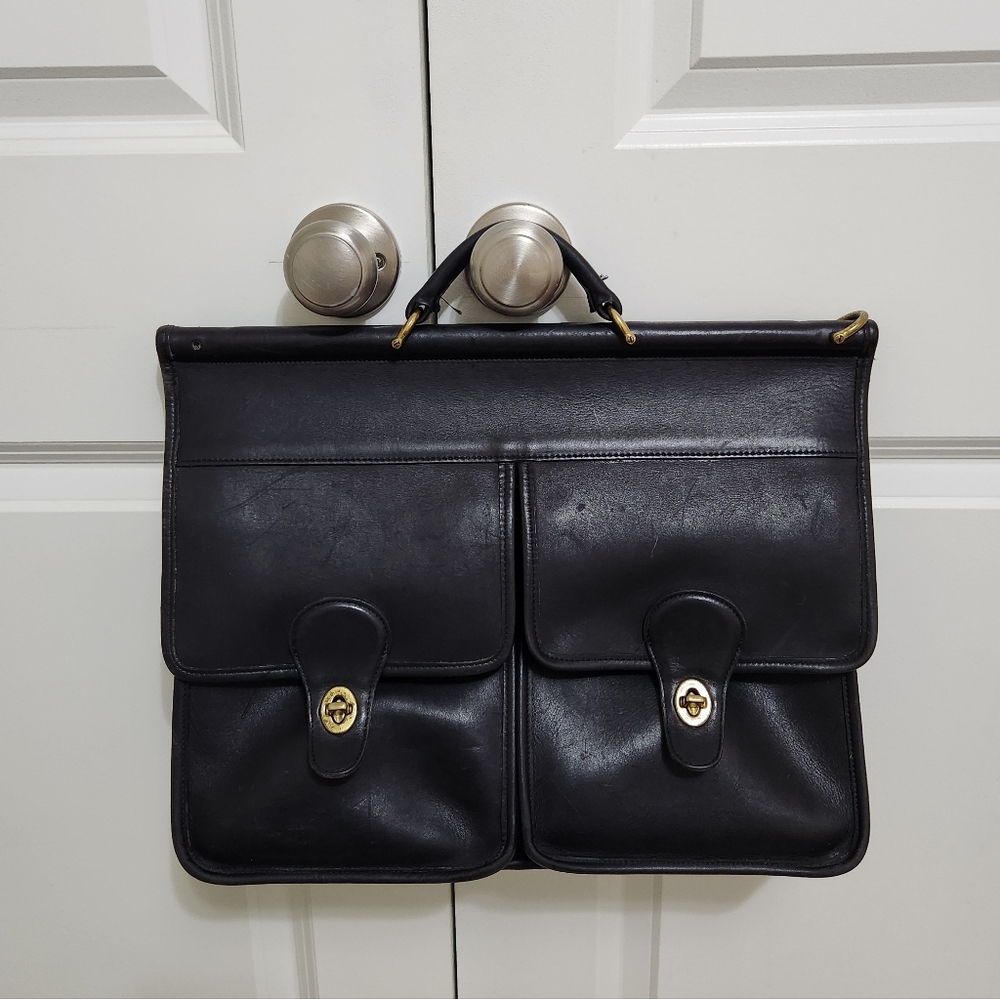 Coach Vintage Black Kensington  Leather Briefcase Messenger Bag 5279 - Picture 2 of 8